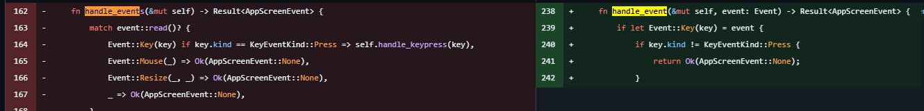 handle_events was changed to handle_event for no apparent reason