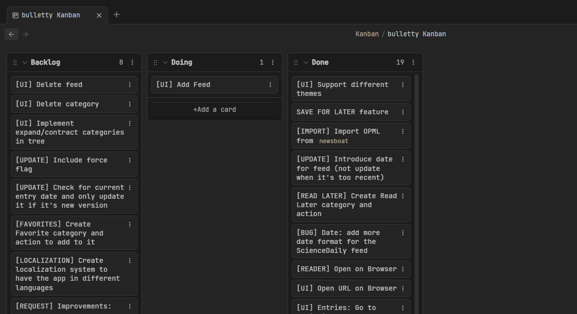 bulletty kanban board